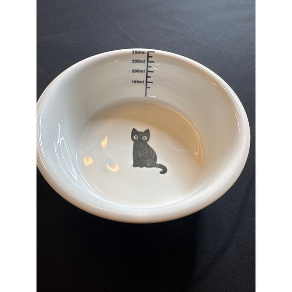 Ceramic Cat Bowl Food Water Dish White Kitten Design Cute Pet Feeding - Picture 1 of 2